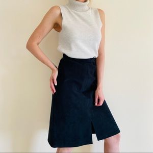 Vintage Samuel Robert black faux suede midi skirt